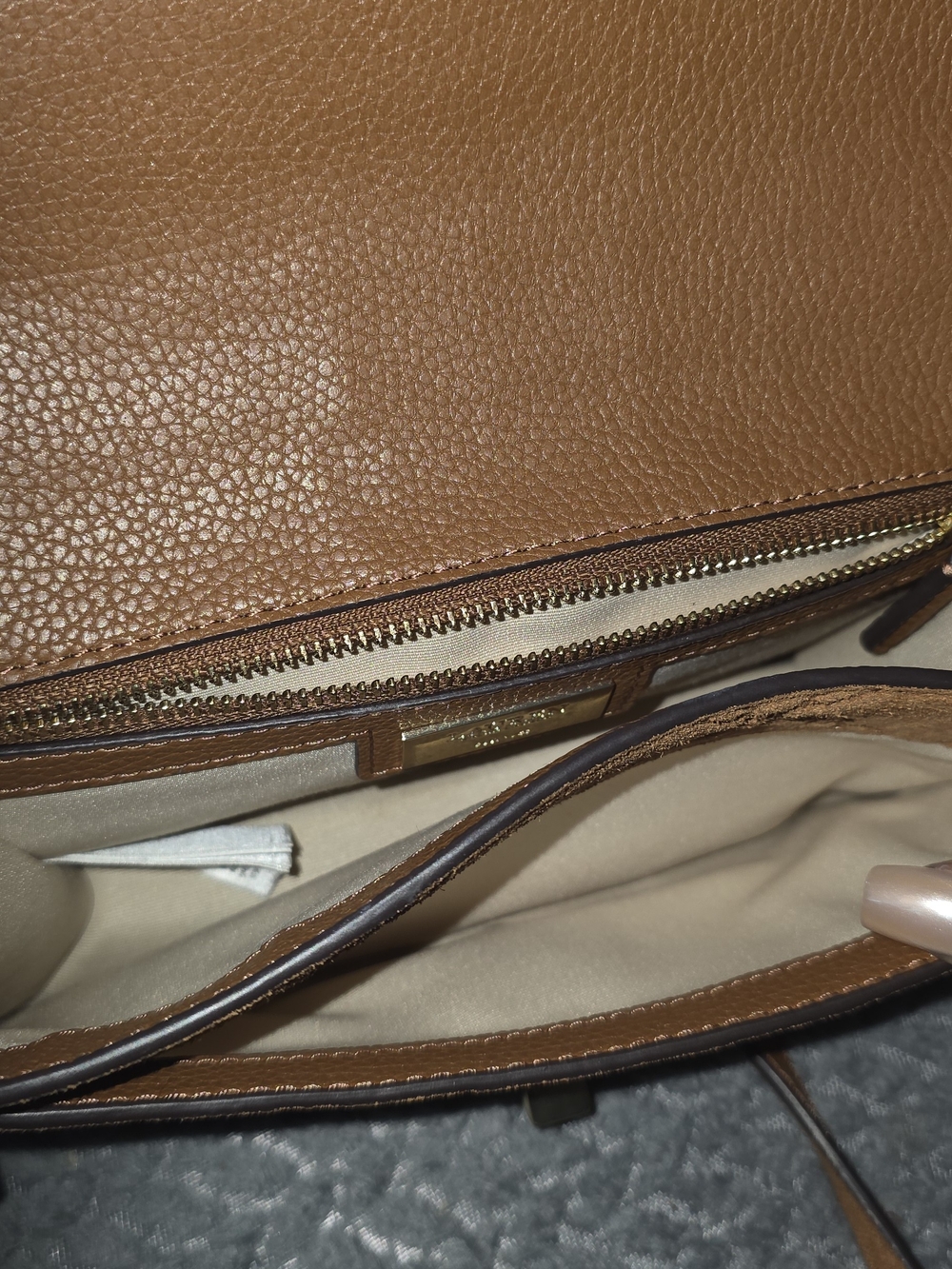 Ralph Lauren Cognac Suede Chain-Accent Shoulder Bag - Picture 8 of 8
